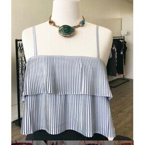 Style State Pleated Double Popover Crop Top